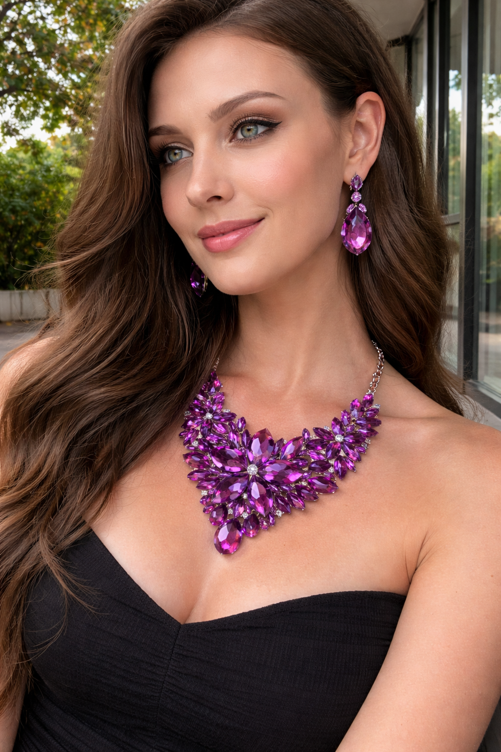 Amethyst Floral Bib Necklace