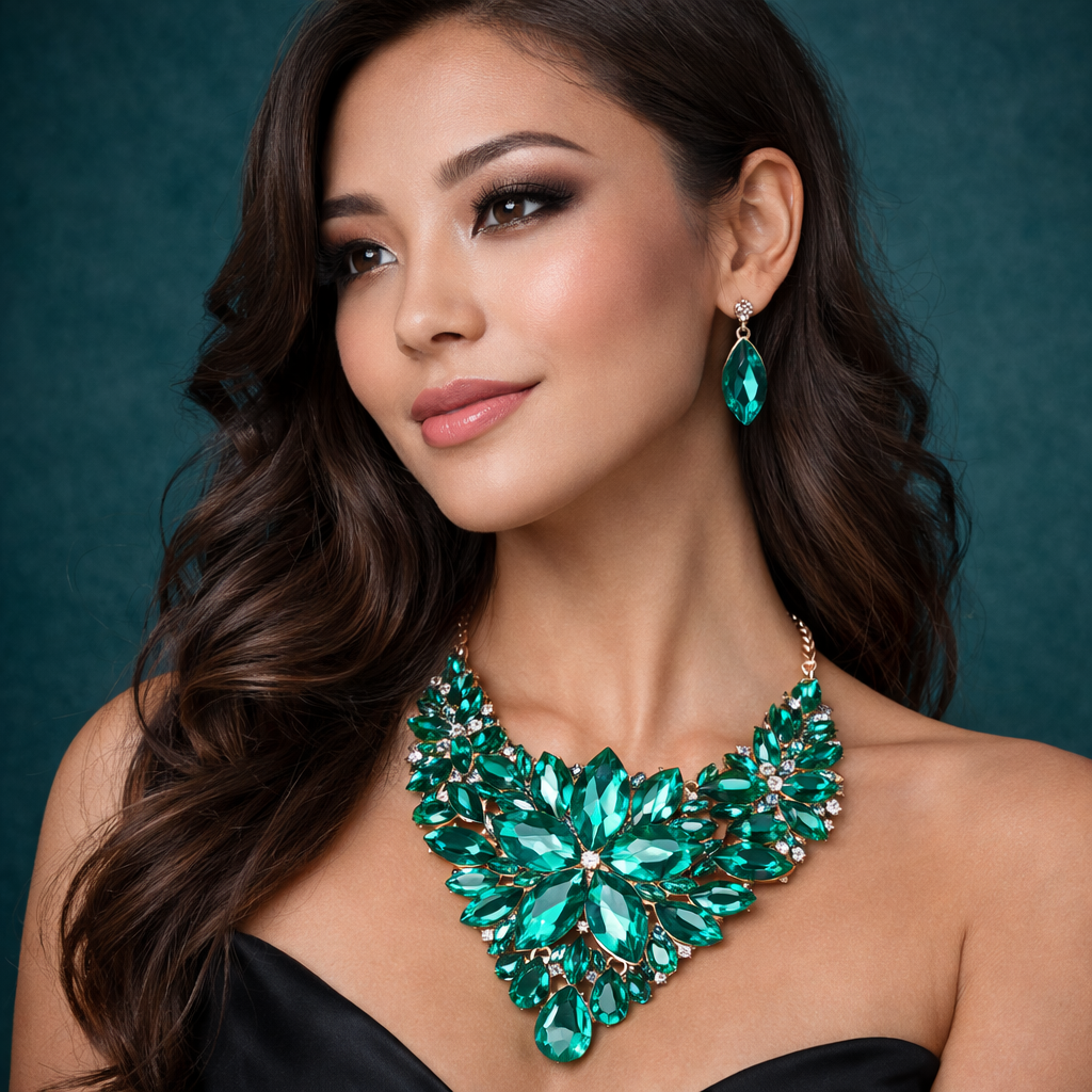Emerald Crystal Bib Necklace